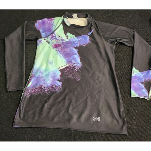 Colorful Long Sleeve Rash Guard Shirt Size L 82% Polyester 18% Spandex Made In U - Picture 7 of 7